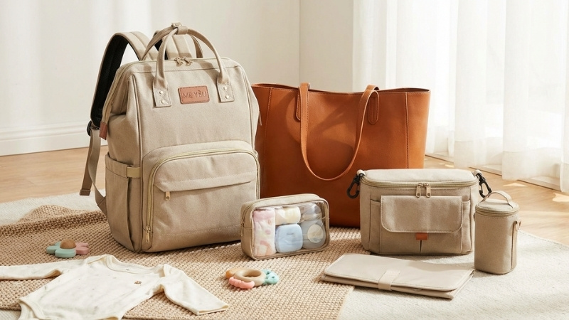 Tiki có balo bỉm sữa, túi xách thời trang và túi treo xe đẩy tiện lợi cho mẹ