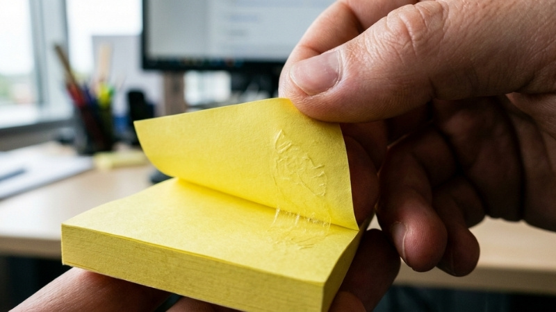 C&aacute;ch b&oacute;c giấy chuẩn gi&uacute;p miếng ghi ch&uacute; kh&ocirc;ng bị cong v&ecirc;nh v&agrave; d&aacute;n chắc chắn hơn