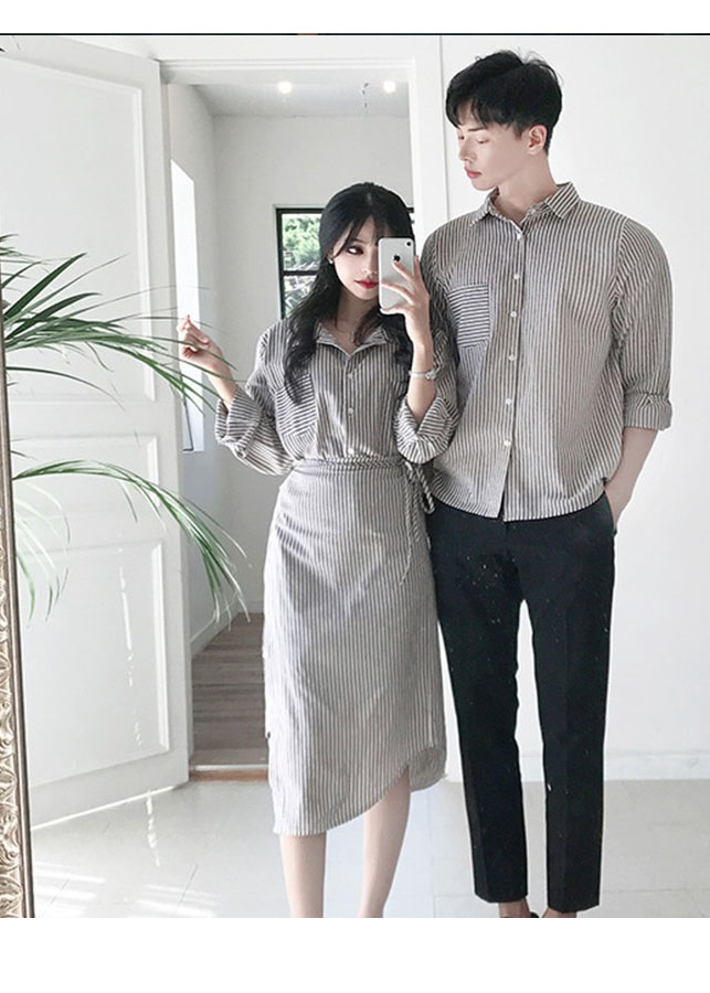 Bộ áo váy sơ mi cặp, đồ đôi thời trang thiết kế nam nữ đẹp AV175