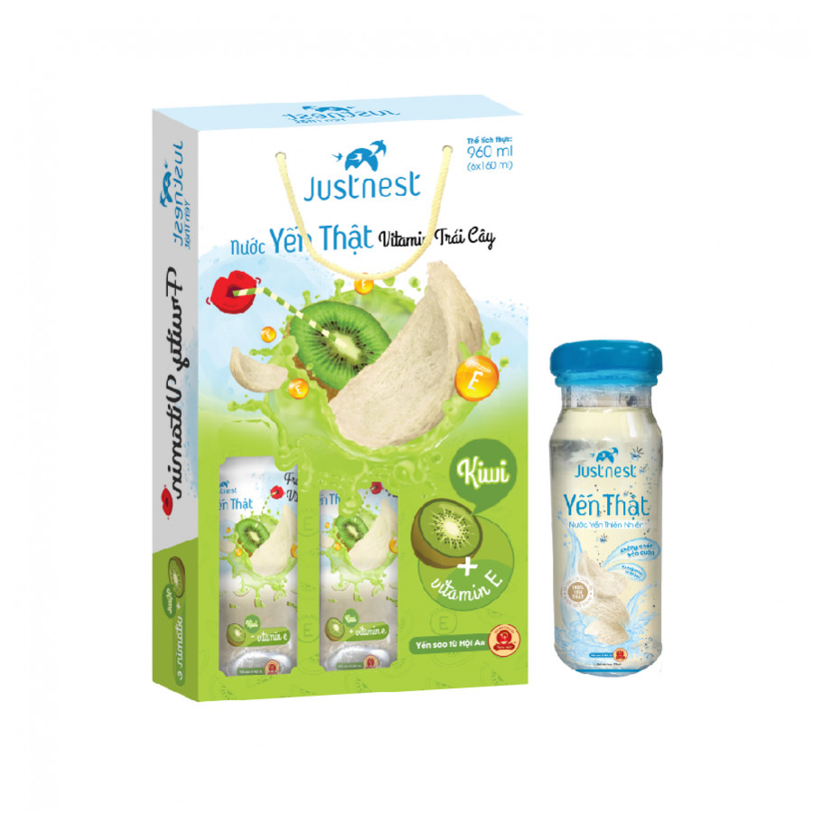 Hộp Nước Yến Thật Justnest Kiwi (6 chai x 160ml) Tặng 1 Lọ Justnest