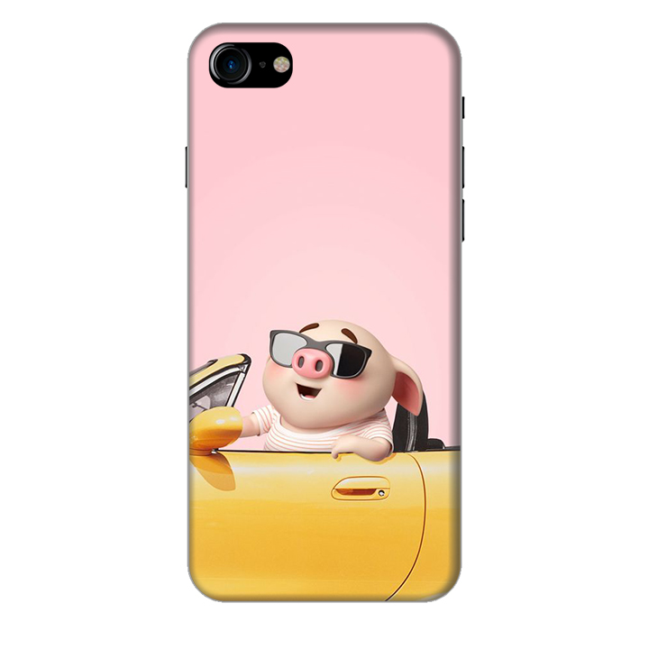 Ốp lưng nhựa cứng nhám dành cho iPhone 8 in hình HEO TẬP LÁI Ô TÔ