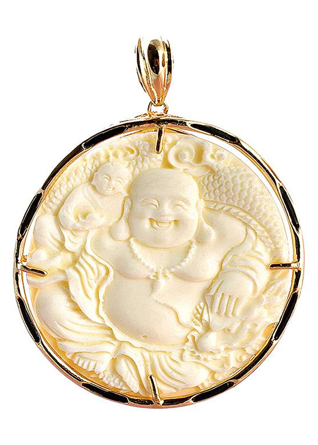 Mặt Dây Chuyền HLPT40 Tượng Phật Di Lặc Hoan Hỉ Dạng Ngọc Bội (5 cm)