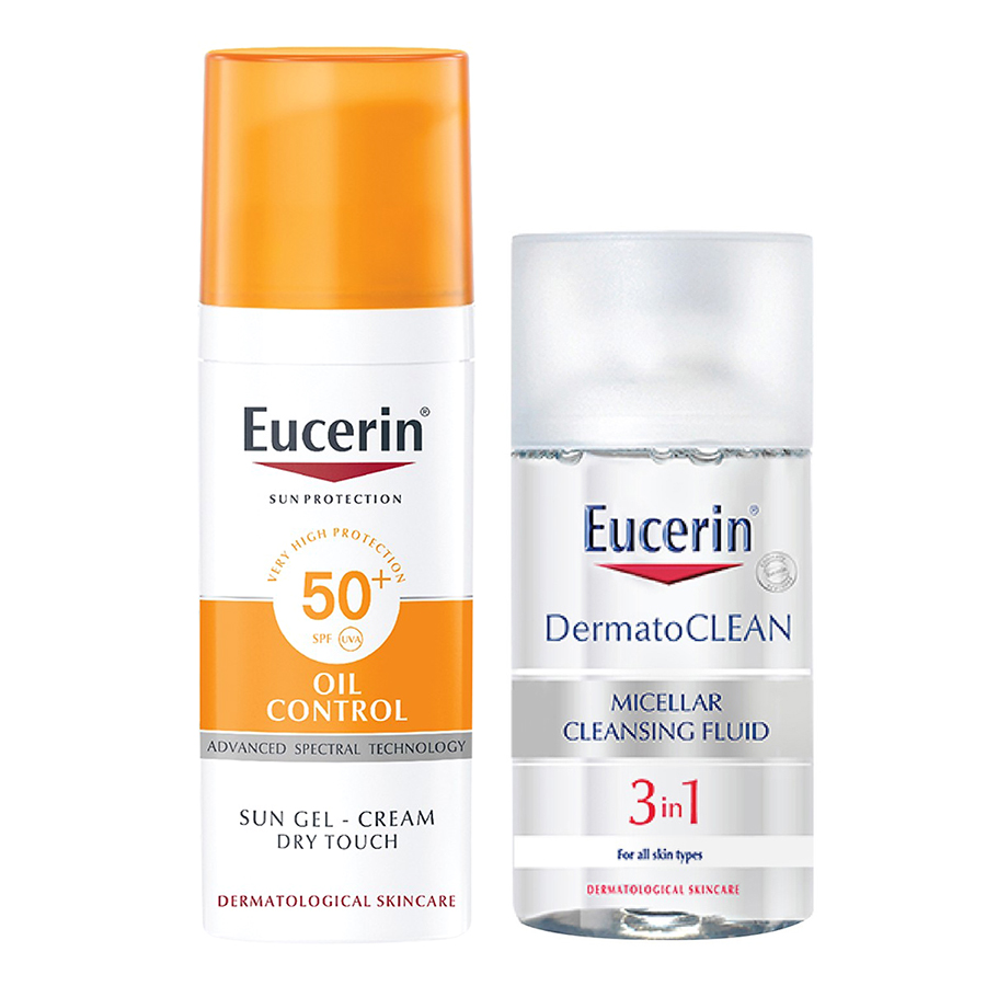 Gel Chống Nắng Cho Da Nhờn Mụn Eucerin Sun Gel-Cream Dry Touch Oil Control Spf50+ (50Ml) - tặng nước tẩy trang Dermato Clean...