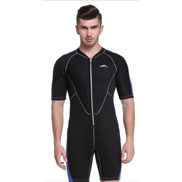 short sleeve one piece wetsuit  2mm neoprene chest zipper tight elasticity diving surf snorkeling suit