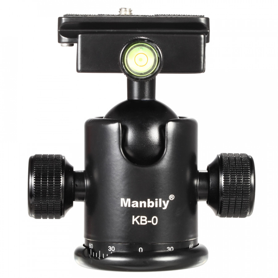 Manbily Kb-0 Professional Tripod Head Camera Ball Head Panoramic Head Sliding Rail Head With 2 Built-In Spirit Levels