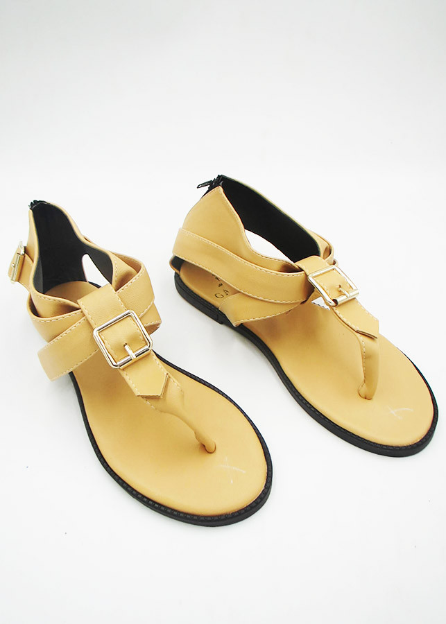 Giày sandal đế bệt nữ xỏ ngón phối khóa vuông kiểu lạ - LN1693 - LN1693