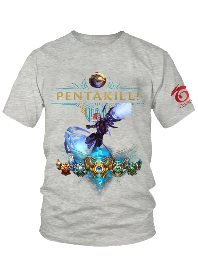 Áo thun Liên Minh Huyền Thoại Ezreal Skin Vũ Khí Tối Thượng (Xám)