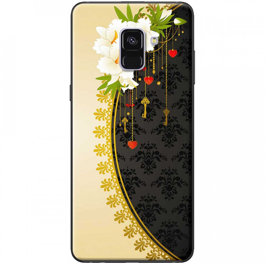 Ốp lưng dành cho Samsung Galaxy A8 (2018) mẫu Hoa trắng vàng đen