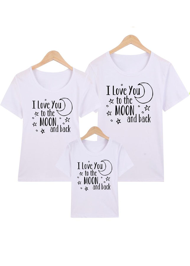 áo thun gia đình trắng I LOVE YOU TO THE MOON AND BACK -ATNK1106