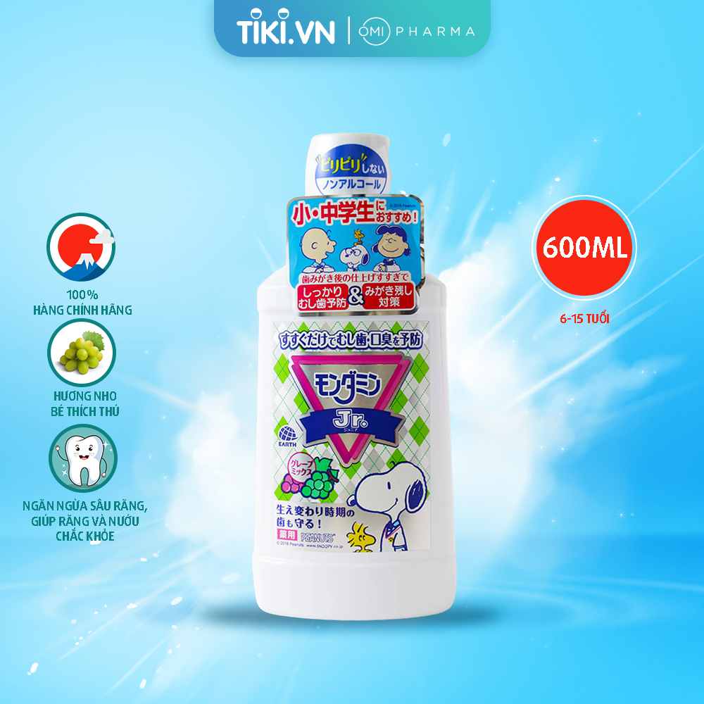 Nước Súc Miệng Cho Trẻ Em Từ 6-15 Tuổi Hương Nho Mondahmin Jr. Nhật Bản