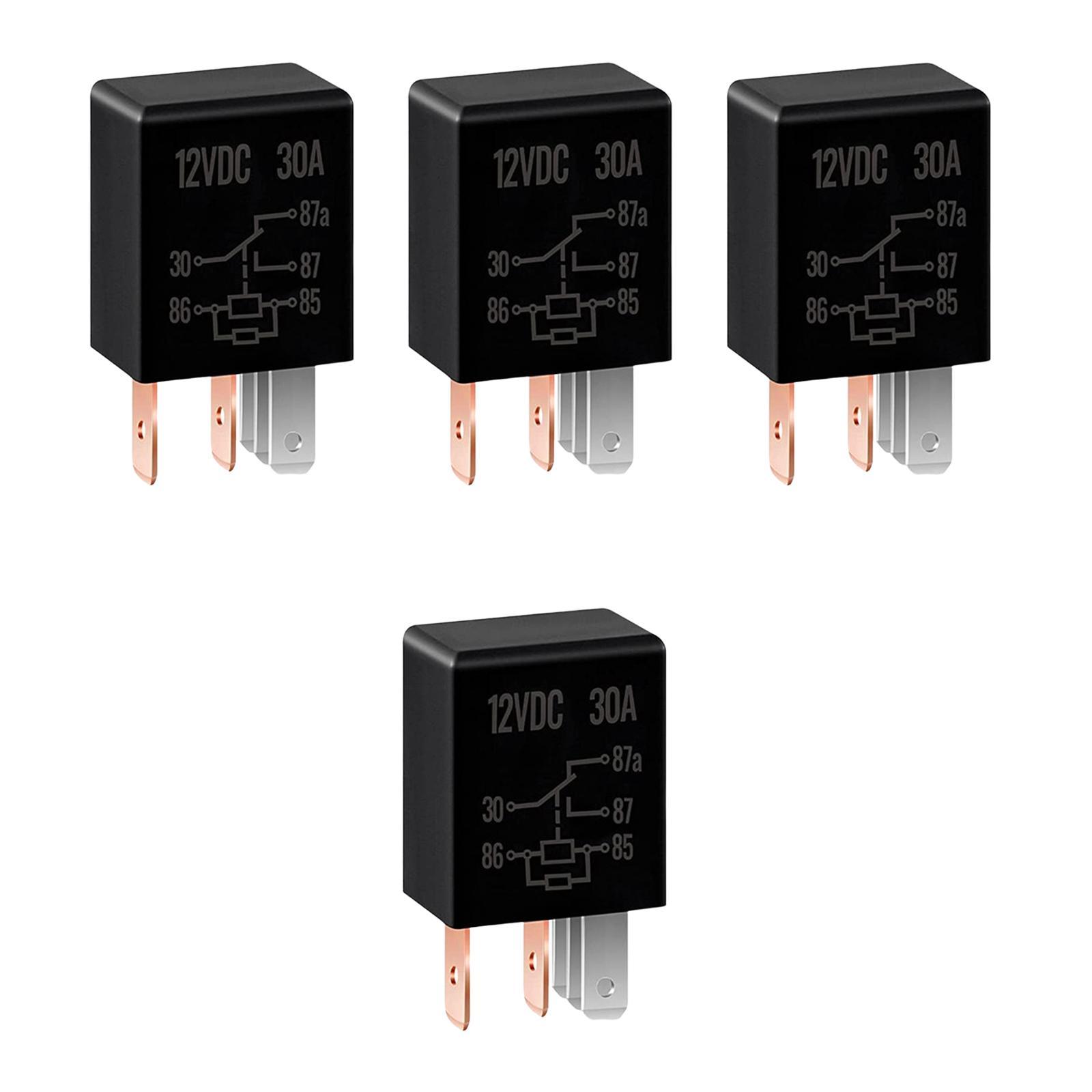 4 Pieces Automotive Relay 5 Pin 12V 30A Practical Professional Multi Purpose