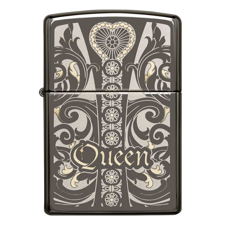 Bật Lửa Zippo 28797 - Bật Lửa Zippo Engraved Queen Laser Black Ice