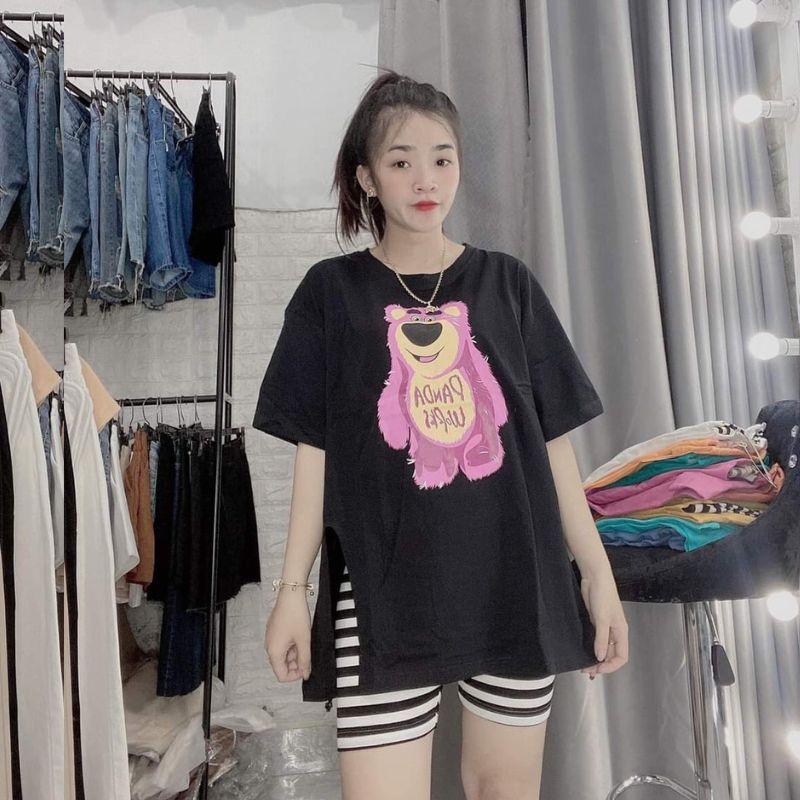 Đồ bộ nữ ESHOP đồ bộ mặc nhà bigsize áo xẻ tà 1 bên quần lửng ngố thun gân đẹp dễ thương đi chơi ngủ cute DB39