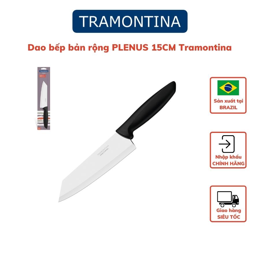 Dao bếp dao gọt hoa quả Tramontina PLENUS 23443 bản rộng đầu vát thép không gỉ cán nhựa PP lưỡi 15cm nhập khẩu Brazil