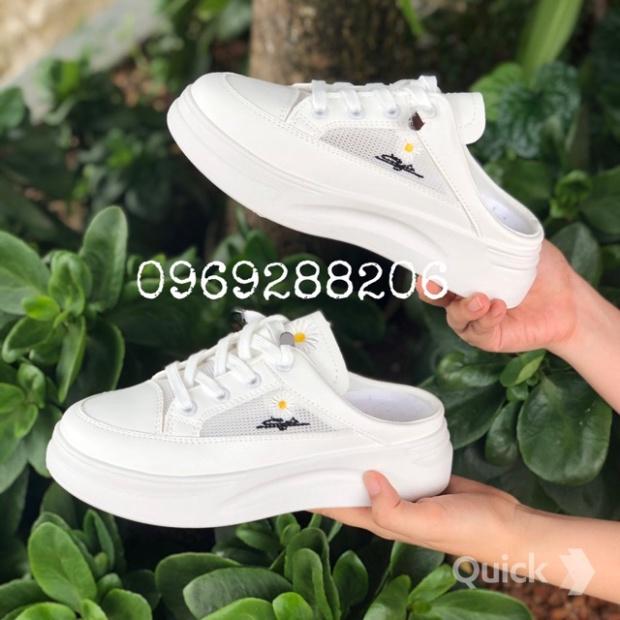 Giày sục thể thao bata nữ FREESHIPlưới hoa cúc thoáng khí, độn đế tăng chiều cao