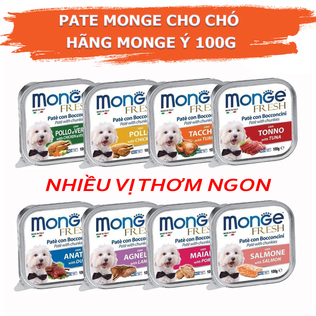 Pate Cho Chó Monge Nhiều Vị Thơm Ngon, Pate Monge Hãng Monge Ý 100g