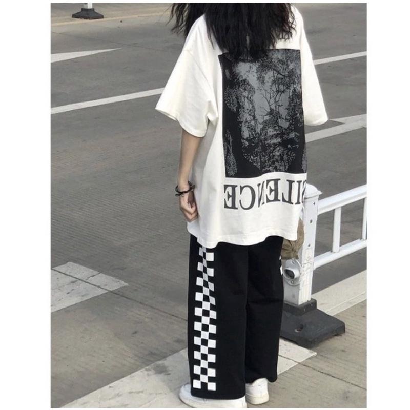 Bộ Thun Darkin Culottes Nữ  Set áo phông tay lỡ kèm quần suông ống rộng form oversize Ulzzang