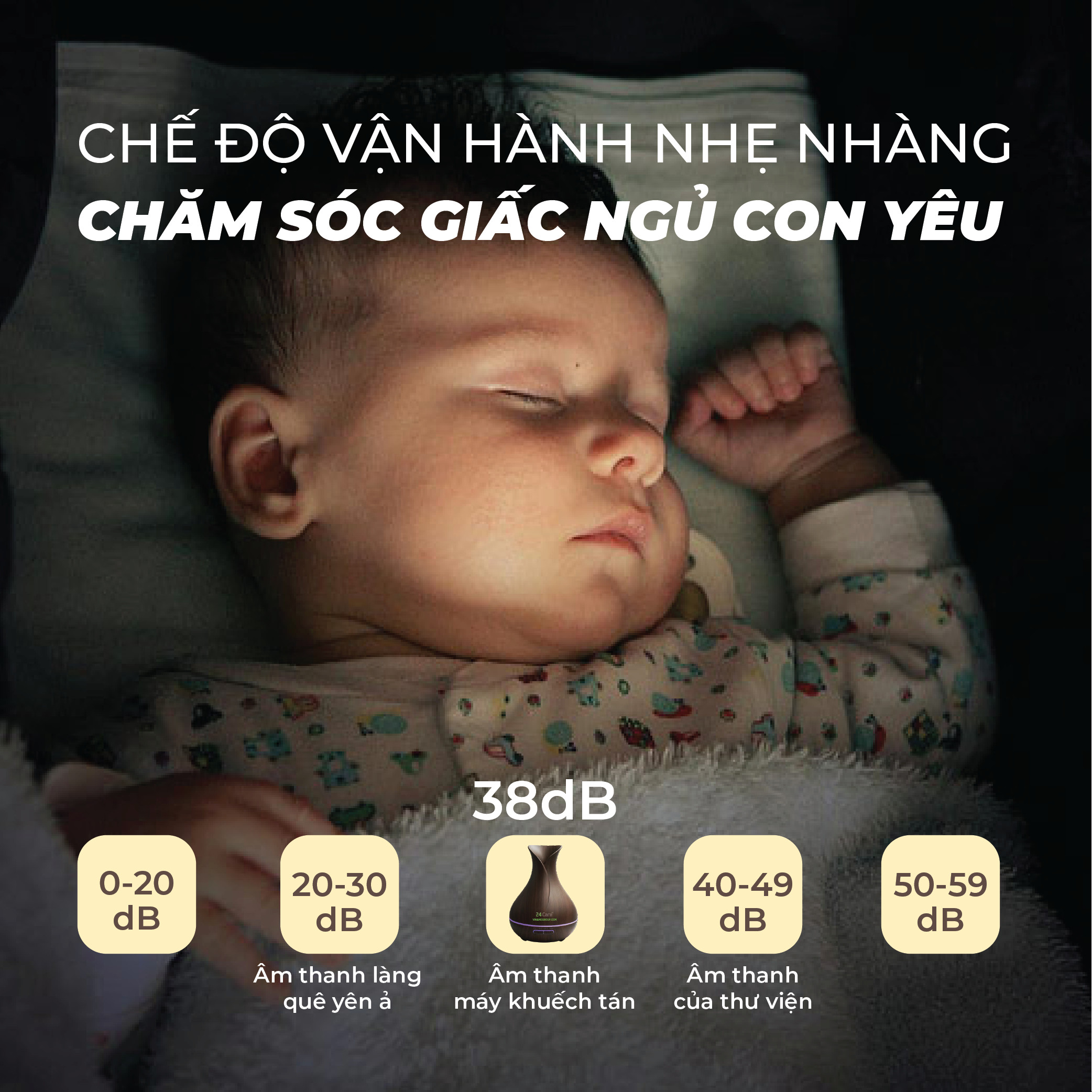 Máy khuếch tán Tinh Dầu 24Care Tulip màu Đen Ultrasonic 500ml, Tặng 3 Chai Tinh dầu Sả Chanh + Bạc Hà + Quế 24Care 10ml | Xông Phòng | Kèm Remote Điều Khiển | Công nghệ siêu âm tiên tiến