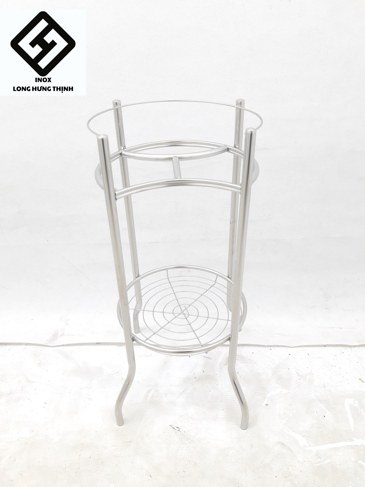 Chân Bình Lọc Nước INOX cao cấp, chân kệ, giá đỡ bình nước, 30x30x64 , có khay đựng ly "xoắn ốc", tặng kèm nút chân giúp cố định kệ.
