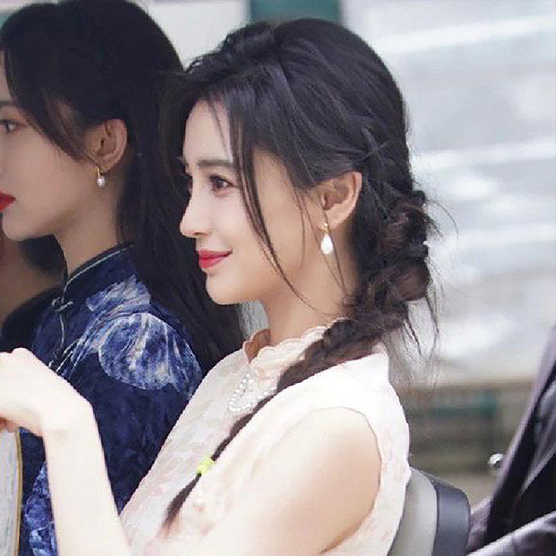  N746 Bông tai mạ vàng 18k nữ ngọc trai nhân tạo giọt nước phụ kiện trang sức nhỏ xinh xắn