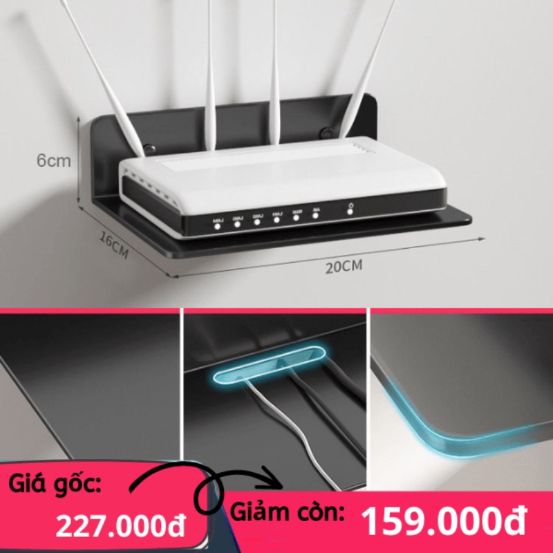 Kệ treo kim loại Dola Home để máy chiếu, camera, bộ phát WiFi, loa, bàn phím không cần khoan đục có lỗ đi dây điện