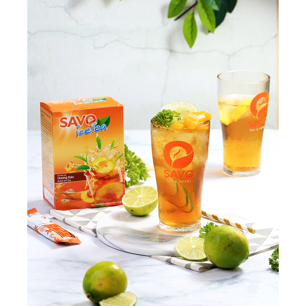 Trà SAVO Ice Tea Đào (Peach Ice Tea) - Hộp 16 gói x 15g 