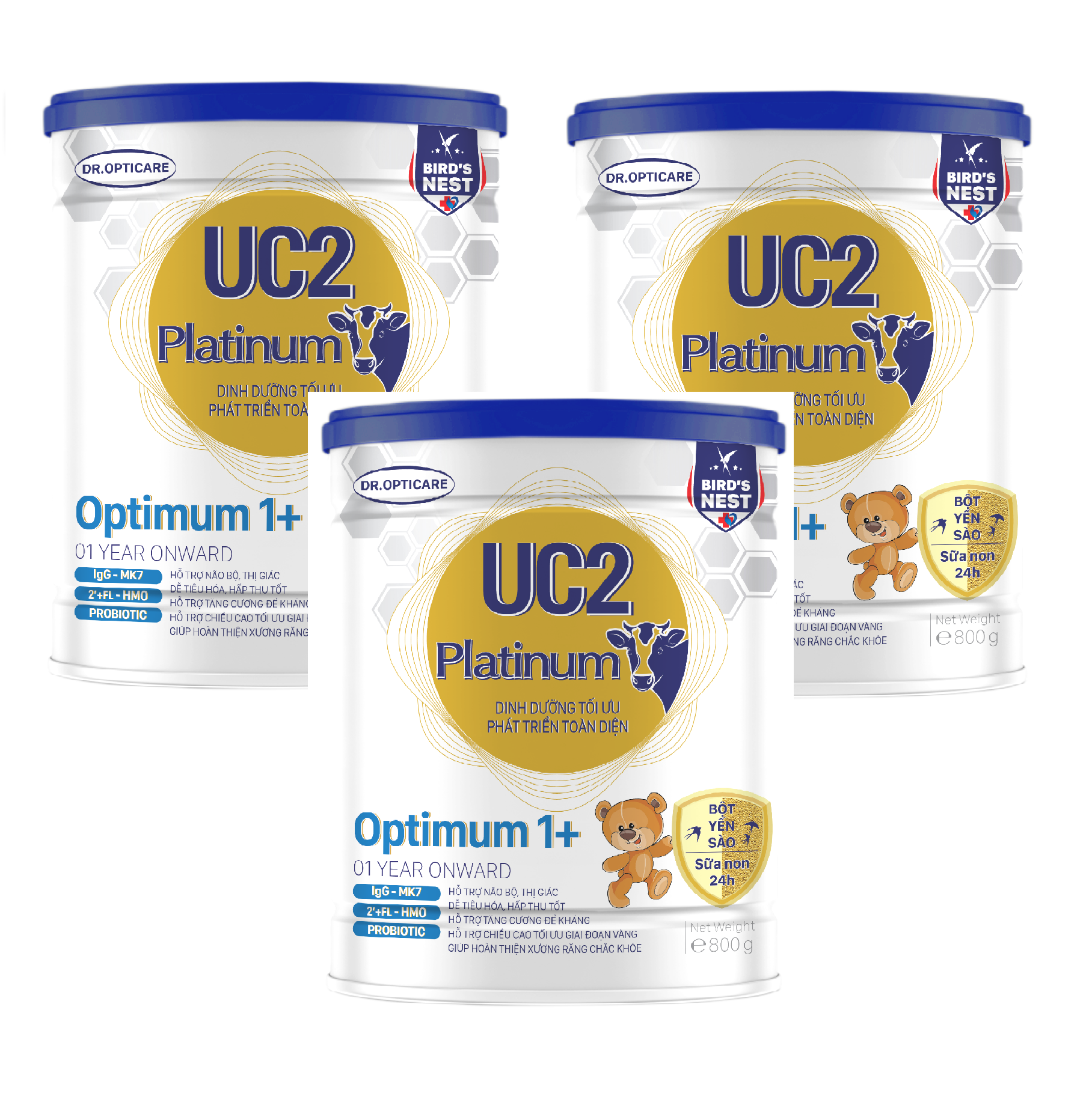 Combo 3 lon Sữa công thức UC2 platinum Optimum 1+ lon 800g