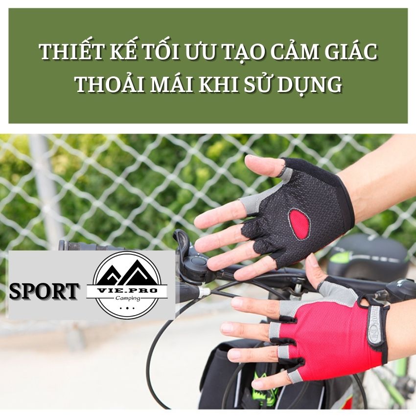 Găng Tay Xe Đạp Tập Gym Thể Thao Chuyên Dụng Lót Silicon Đàn Hồi Chống Trơn Trượt