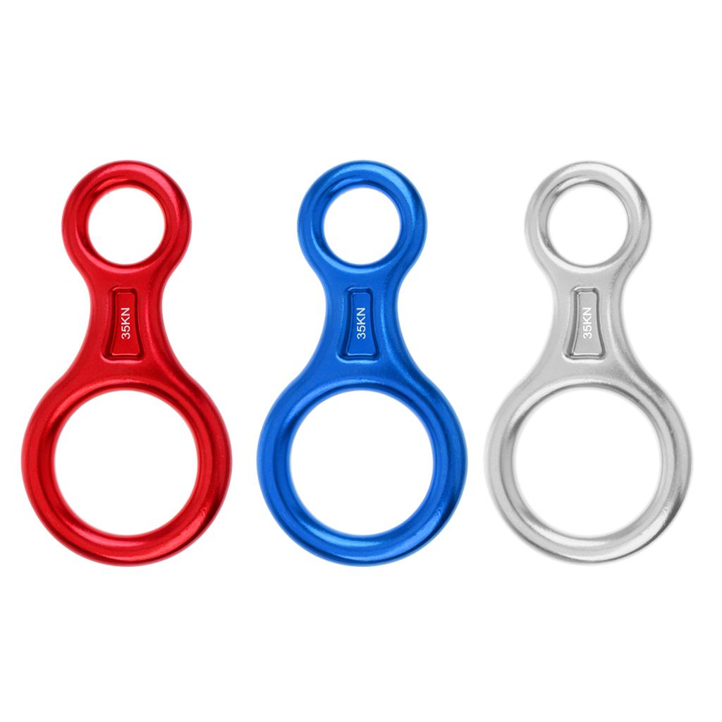 35KN Figure 8 Climbing Mountaineering Rappelling Ring Belay Device Red