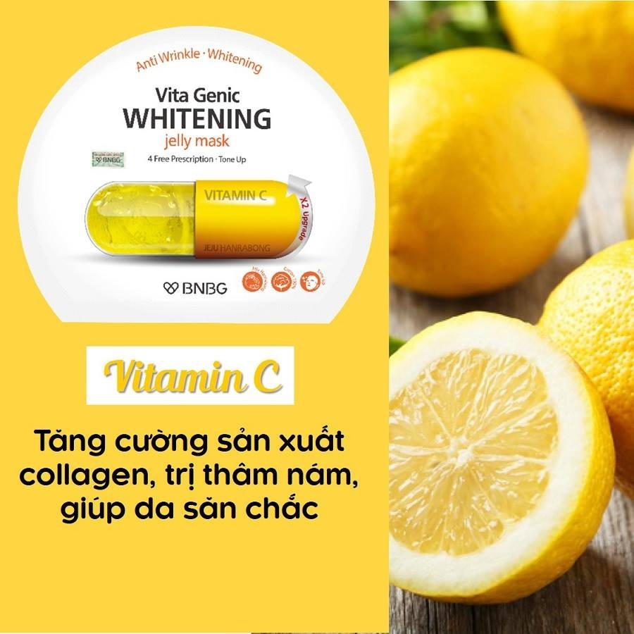 Combo 10 Mặt nạ dưỡng da trắng sáng và làm đều màu da BNBG Vita Genic Whitening Jelly Mask (Vitamin C) 30ml x 10