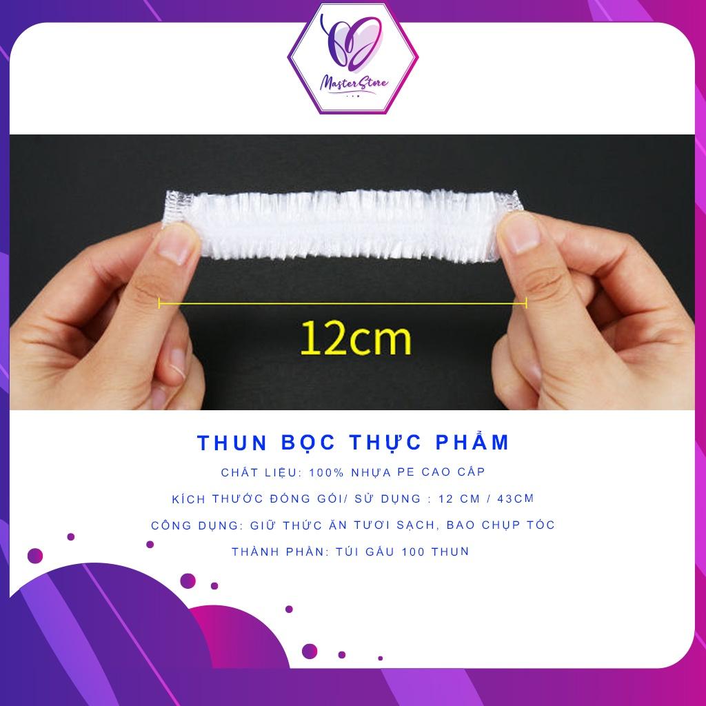 Màng bọc thực phẩm đa năng có chun co giãn, set 100 cái kèm túi gấu Master Store