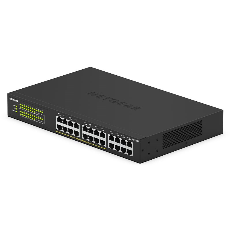 Bộ Chia Mạng Để Bàn 24 Cổng 10/100/1000M Với 16 Cổng PoE Gigabit Ethernet Unmanaged Switch Netgear GS324P - Hàng Chính Hãng