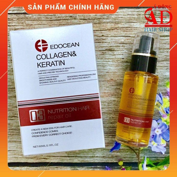 [+Tặng mũ trùm] Tinh dầu bóng Edocean collagen hair oil dưỡng tóc 60ml