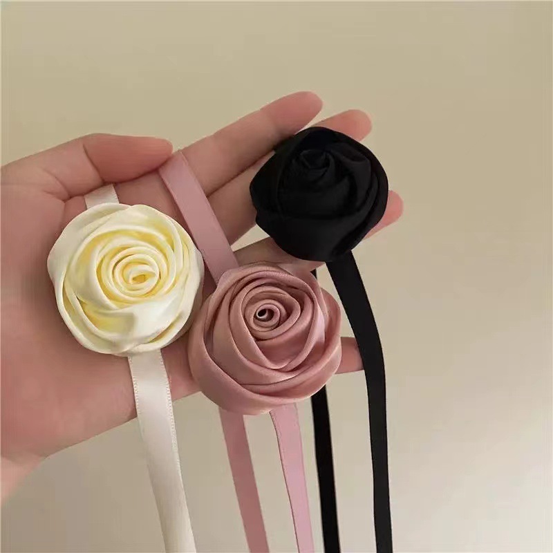 Choker hoa cổ điển, vòng cổ hoa thời trang, dây chuyền hoa lụa xinh xắn, phụ kiện váy body sexy