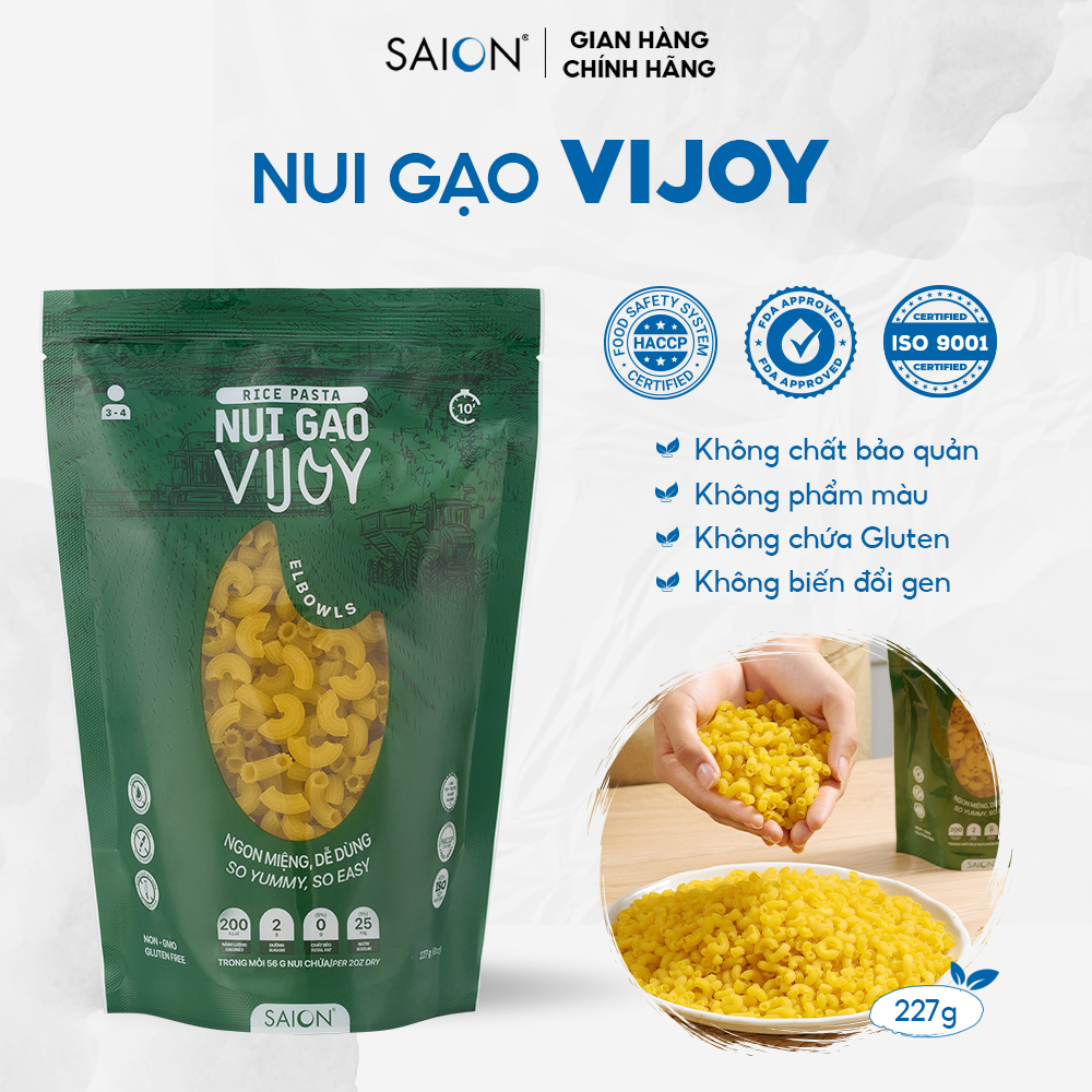 Nui Gạo Ống Ngắn VIJOY Thuần nhiên Túi 227g