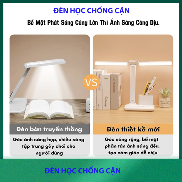 Đèn học chống cận tích điện dùng pin sạc 3 chế độ ánh sáng công tắc cảm biến