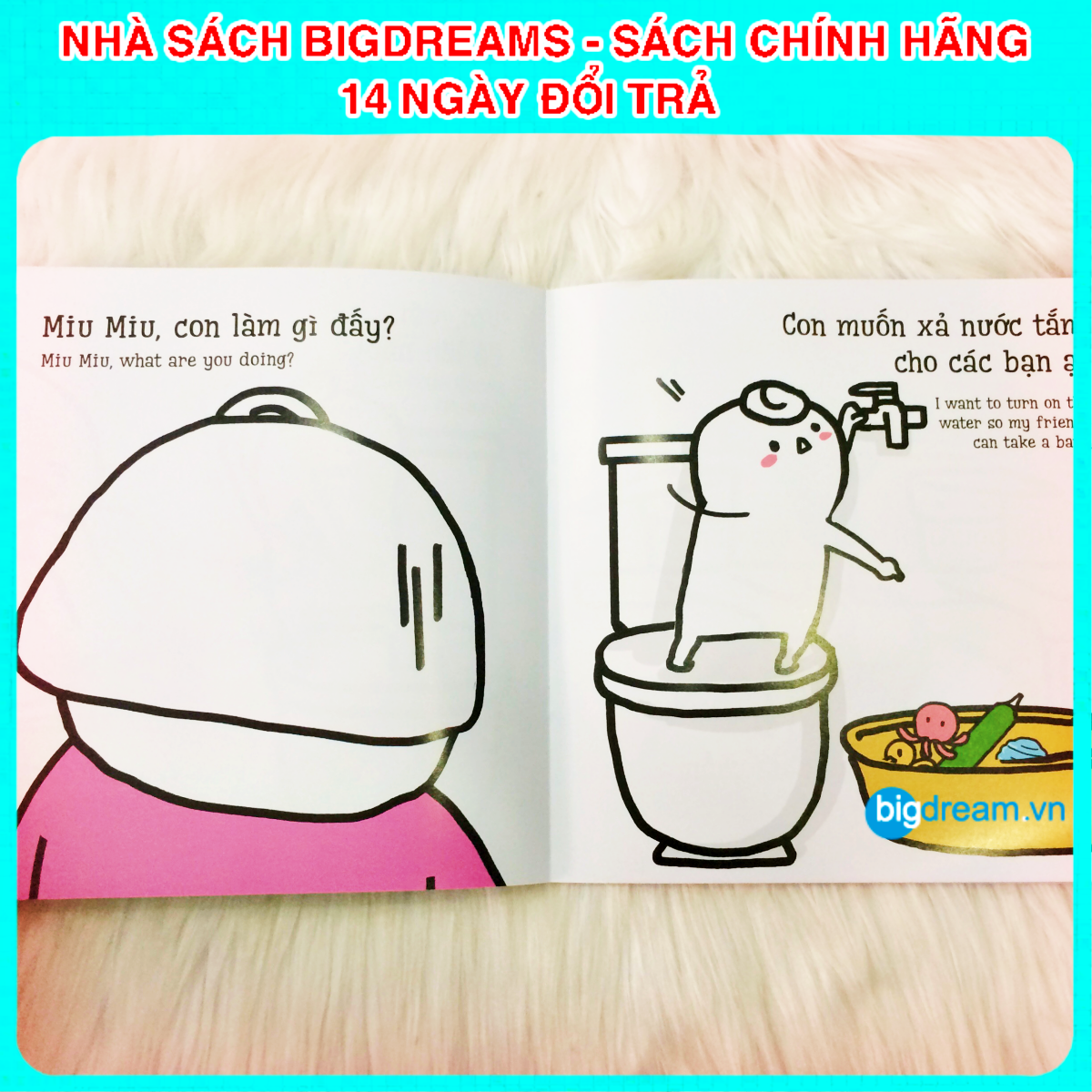 BẢN MỚI SONG NGỮ Miu Miu Tự Lập - Đi Tắm Ehon Kĩ Năng Sống Cho Bé 1-6 Tuổi Miu miu hiểu chuyện Miu bé nhỏ