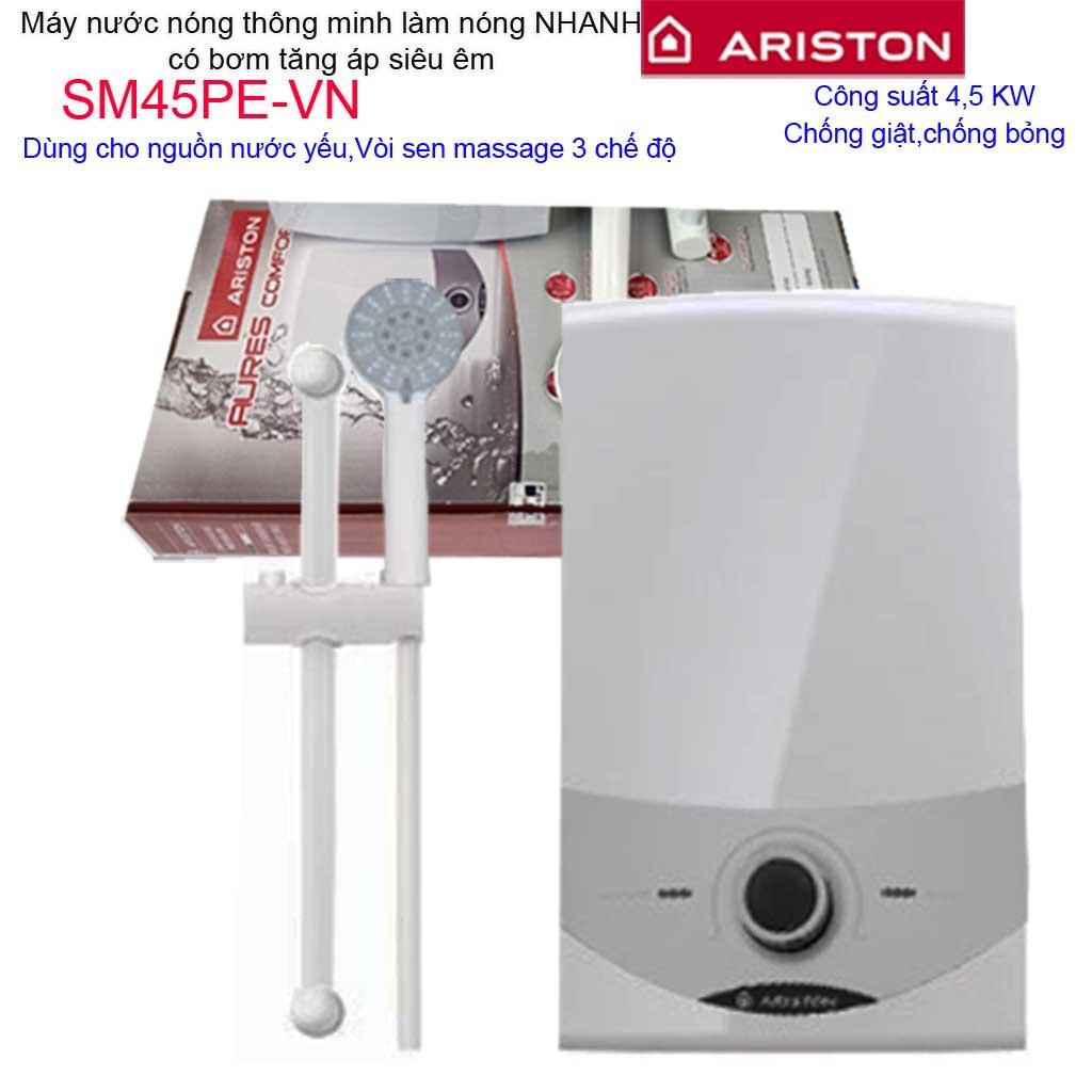 Máy nước nóng Ariston, máy nước nóng trực tiếp có bơm Ariston Aures SM45PE