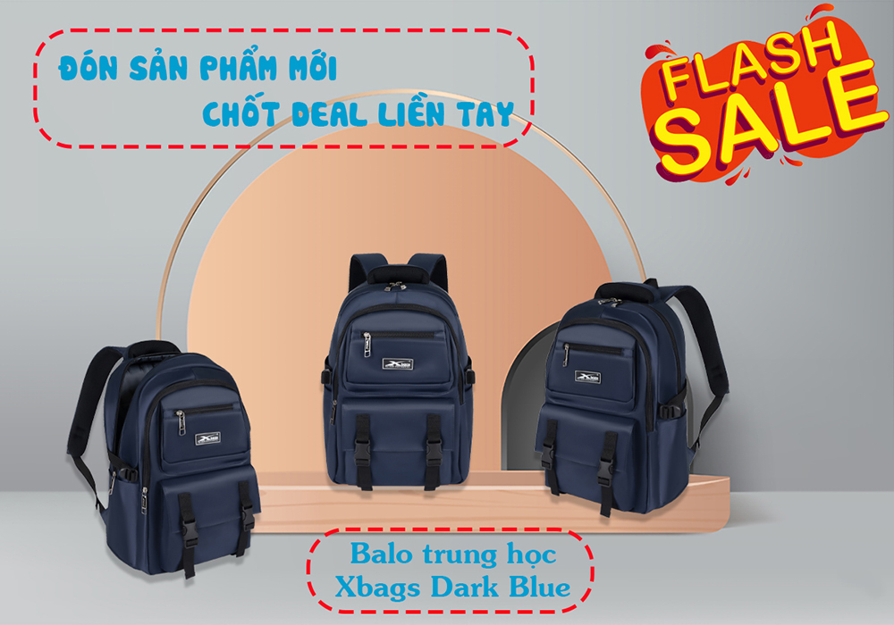 Balo cao cấp cho học sinh trung học Xbags Dark Blue Xb 3202