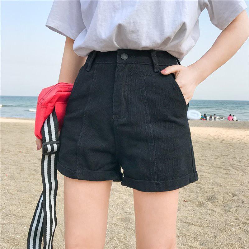 Quần đùi nữ chất kaki, Quần Sooc Đùi Nữ Cạp Cao Ulzzang Thời Trang