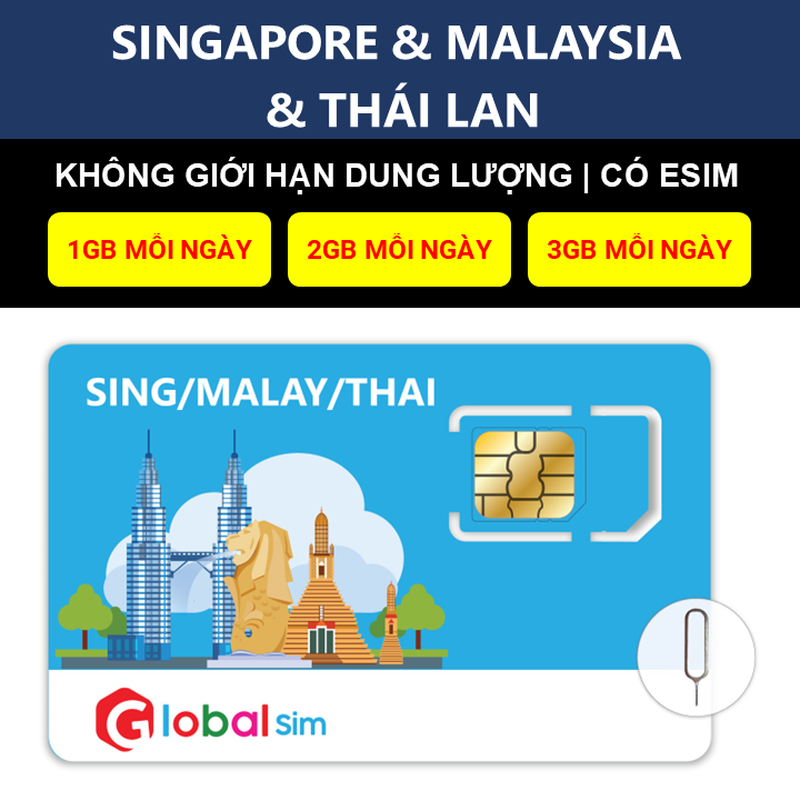 SIM SINGAPORE &amp; MALAYSIA &amp; THÁI LAN - KHÔNG GIỚI HẠN DATA (HÀNG CHÍNH HÃNG)