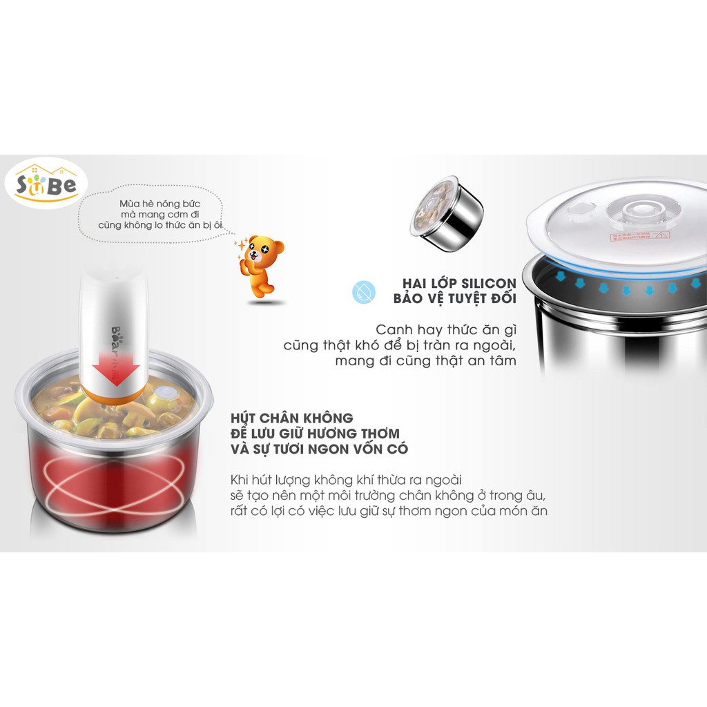 Hộp Cơm Điện Giữ Nhiệt Và Nấu Chín BEAR DFH-B20J1 2 Tầng Dung Tích 2 Lít Công Suất 600 W - Hàng Nhập Khẩu