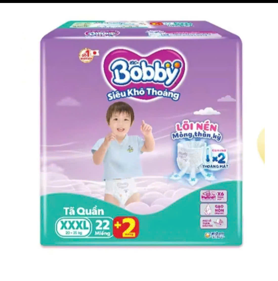 Tặng Thêm 2 Miếng Bên Trong - Tã Quần Trẻ Em Bobby Size Xxxl 22 Miếng 20 Đến 35 Kg - Bỉm Quần Cho Bé Bobby Size Cực Đại Xxxl22 Xxxl