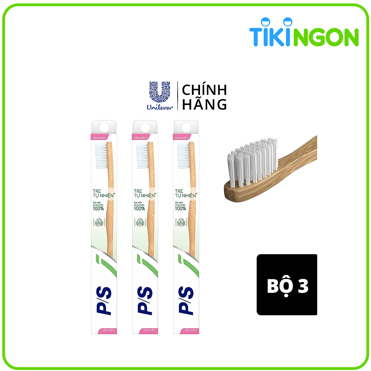 Combo 3 Bàn chải P/S Tre Tự Nhiên