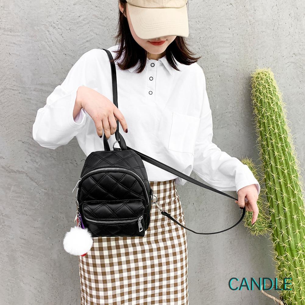 Ba Lô Da Đính Quả Bông Xinh Xắn Cho Nữ