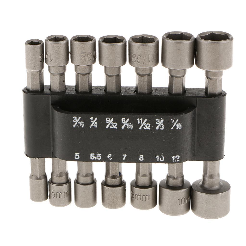 14Pcs 1/4''Hex Socket Bits Adapter Drill Nut Driver Power Extension Wrench