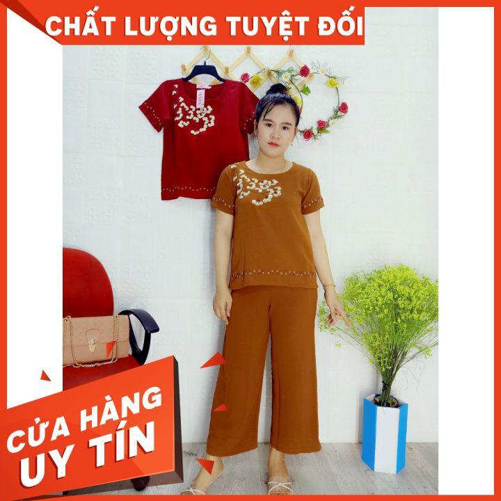 Bộ Trung Niên 9 Tấc Thêu Hoa Cao Cấp