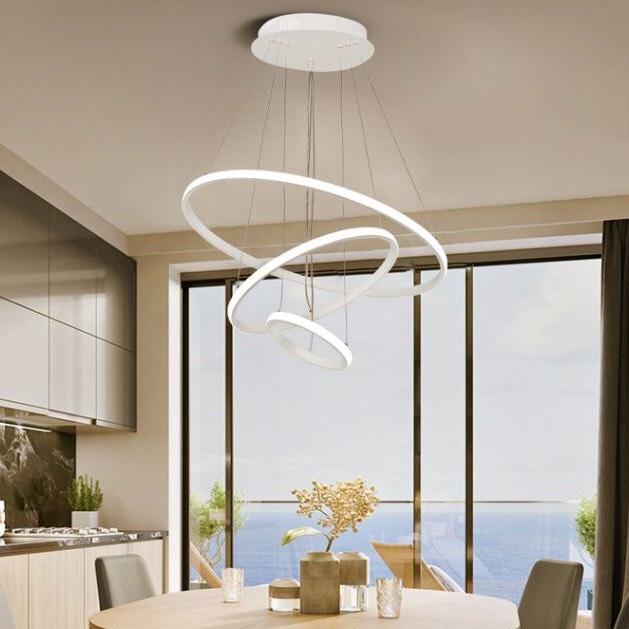 Hình ảnh Đèn decor thả trần 3 vòng 3 chế độ ánh sáng,có điều khiển từ xa,trang trí phòng khách,ngủ,bếp ăn