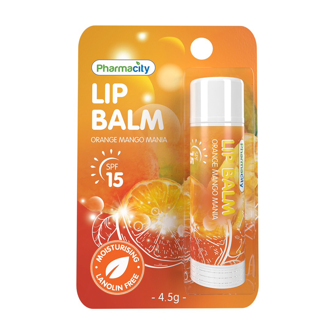 Son dưỡng môi hương trái cây Pharmacity Lip Balm dưỡng ẩm và chống nắng cho môi - Orange Mango Mania 