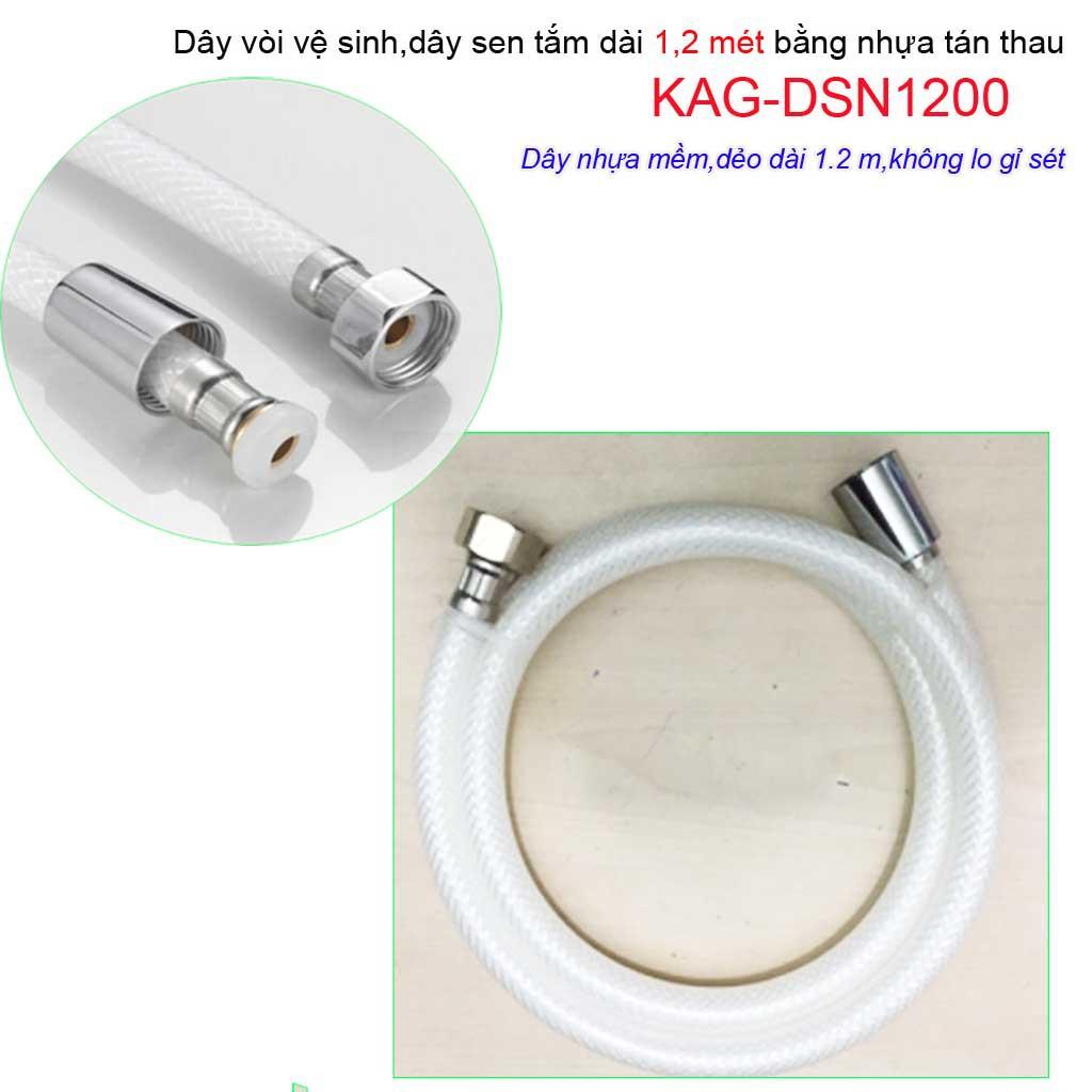 Dây sen cao cấp, dây vòi tắm hoa sen 1.2m, dây vòi xịt vệ sinh bằng nhựa KAG-DSN1200